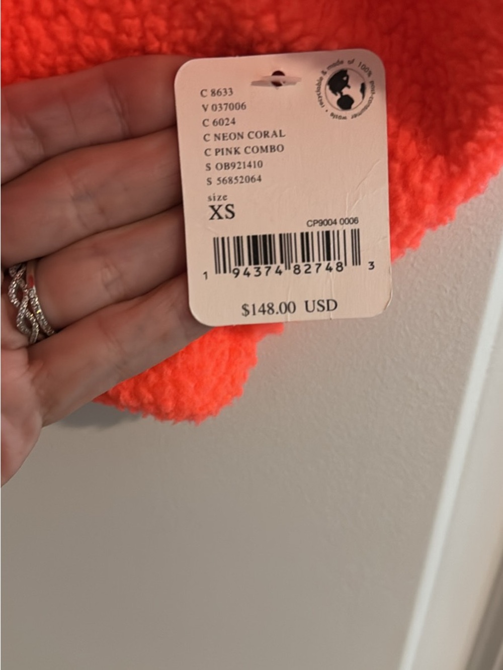 Free People Coral Pink Sherpa Jacket with Snap Front - Picture 4 of 4